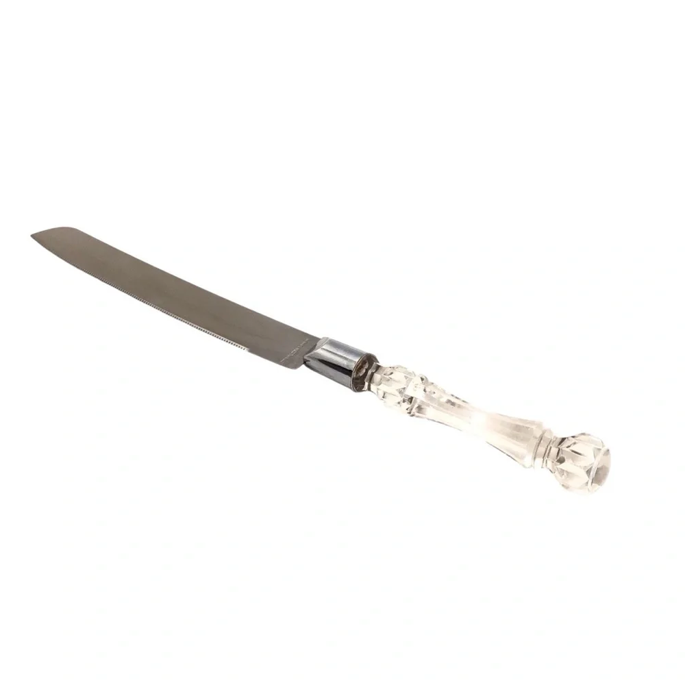 Wedding Cake Knife 13” Stainless Steel Silver Clear Acrylic Handle